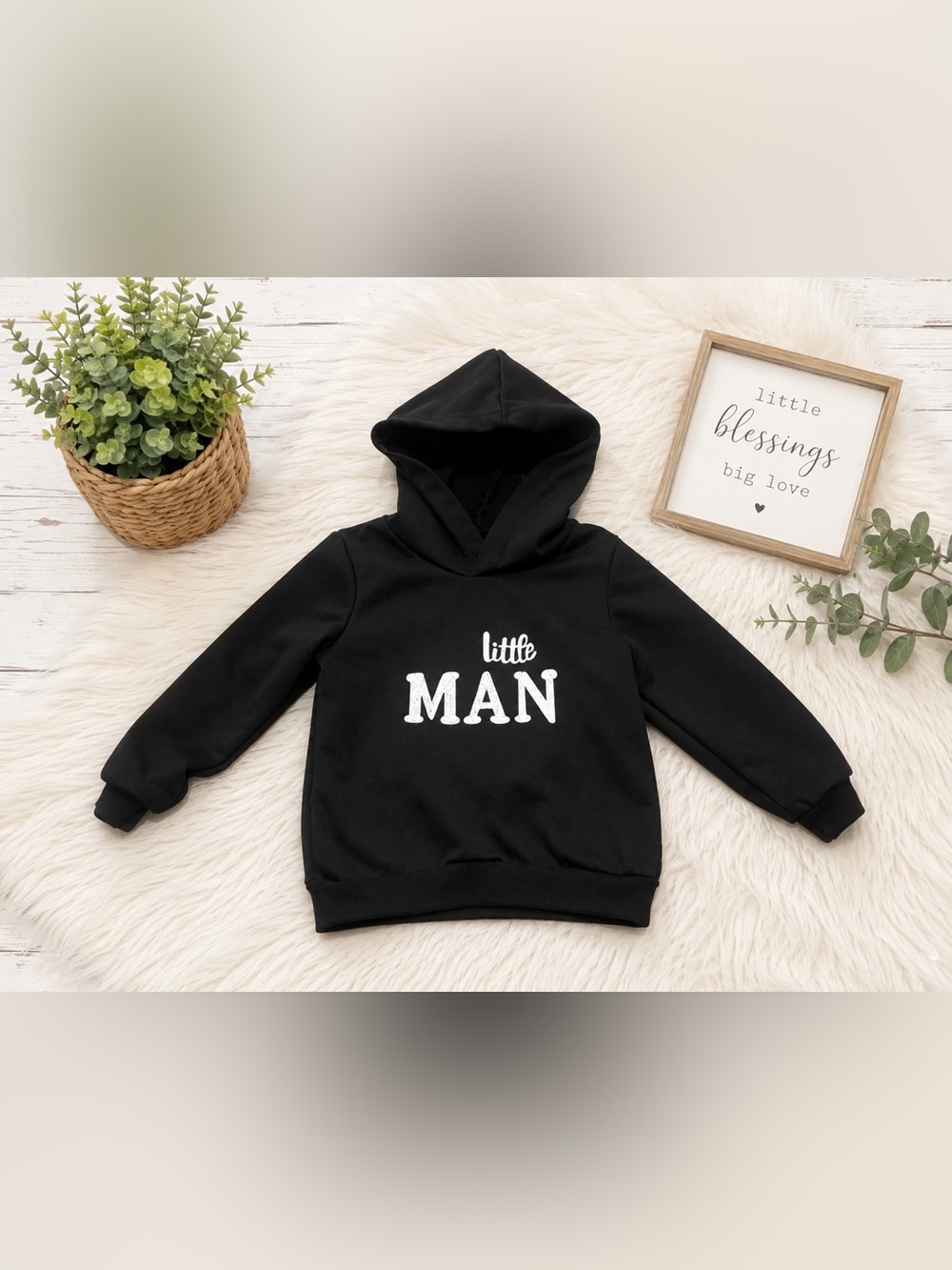 SHEIN Toddler Boys Black “Little Man” Hoodie Size 2–3Y